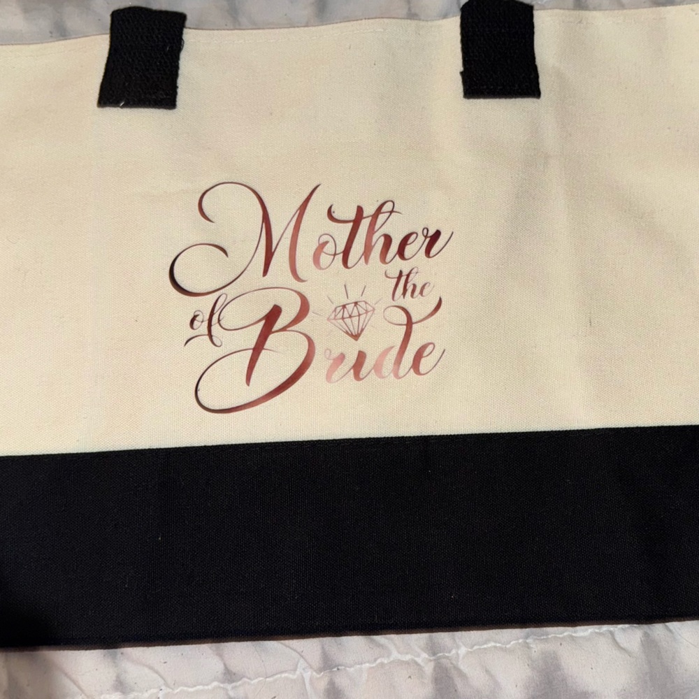 Mother of the Bride Canvas Tote Bag - Black and Cream